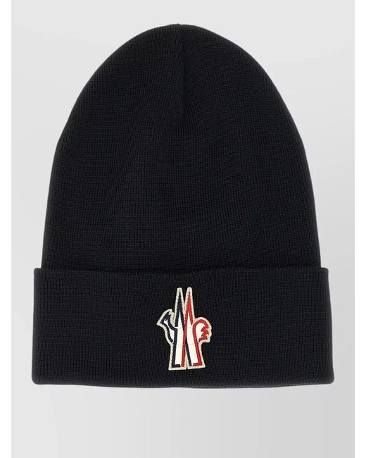 Moncler Blue Ribbed Wool Beanie for men