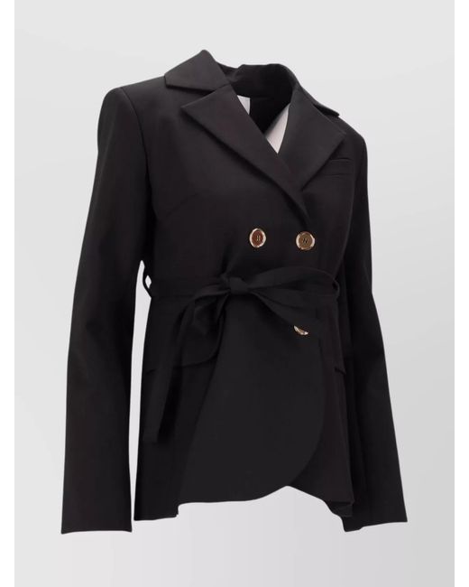 Patou Black Wool Fitted Belted Blazer