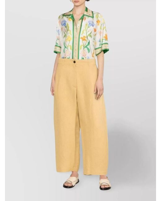 Studio Nicholson Yellow Cotton High-Rise Cropped Wide-Leg Trousers