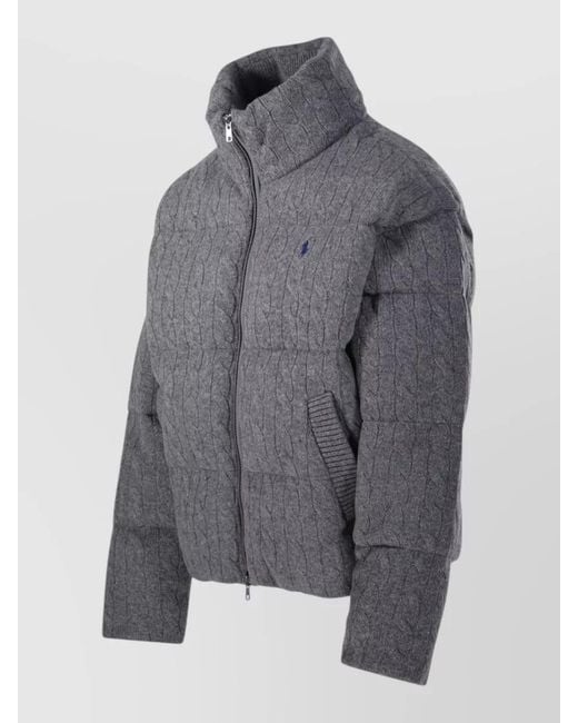Ralph Lauren Gray Quilted High Collar Casual Coat