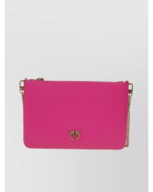 Pinko Pink Love Bag Flat Leather Cross-Body Bag