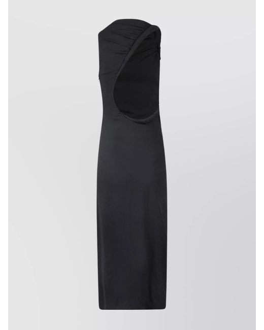 Versace Black Draped Cutout Sleeveless Midi Dress