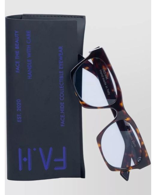 Facehide Metallic Rectangular Sunglasses Lenses Tortoiseshell Frame
