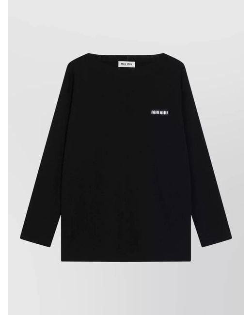 Miu Miu Black Knitwear Long Sleeve Crew Sweater