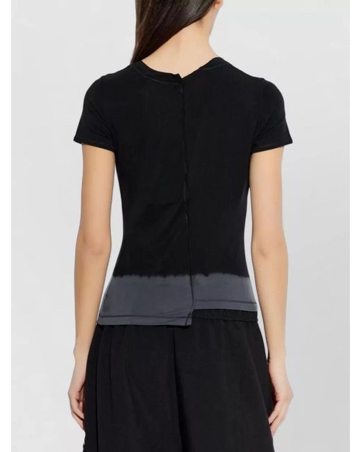 Y-3 Black Asymmetric Dip-Dye Paneled Short-Sleeve T-Shirt
