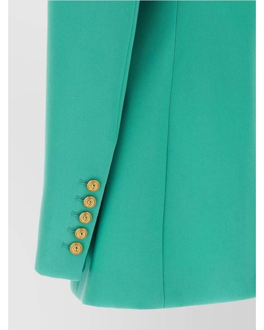 Balmain Green Double-Breasted Blazer
