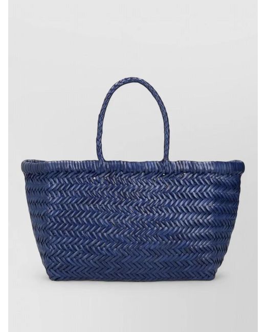 Dragon Diffusion Blue Beach Bag Woven Design Dual Handles