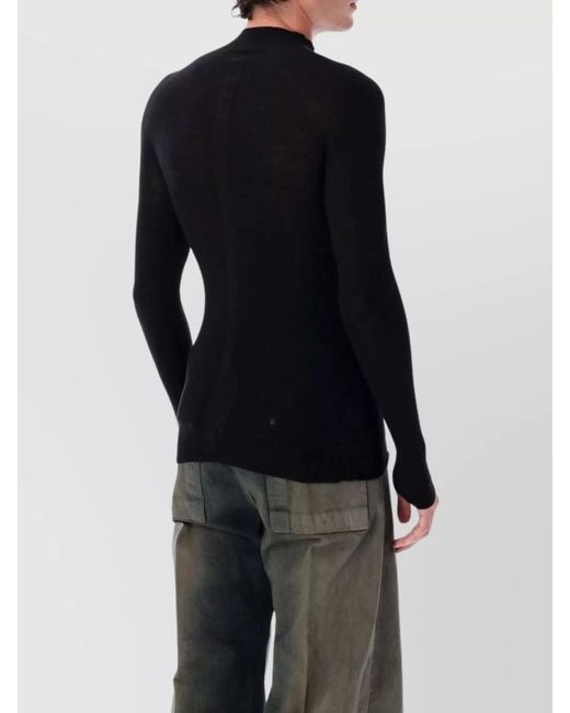 Rick Owens Gray Wool Ribbed Turtleneck Sweater for men