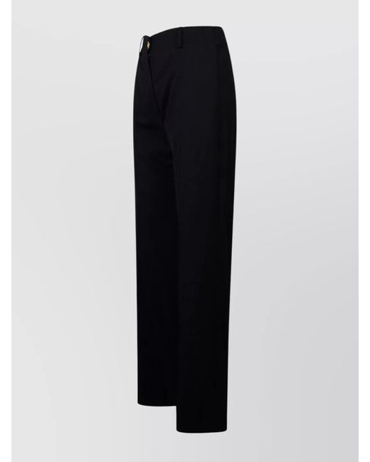 Patou Black Wool High-Rise Wide-Leg Trousers