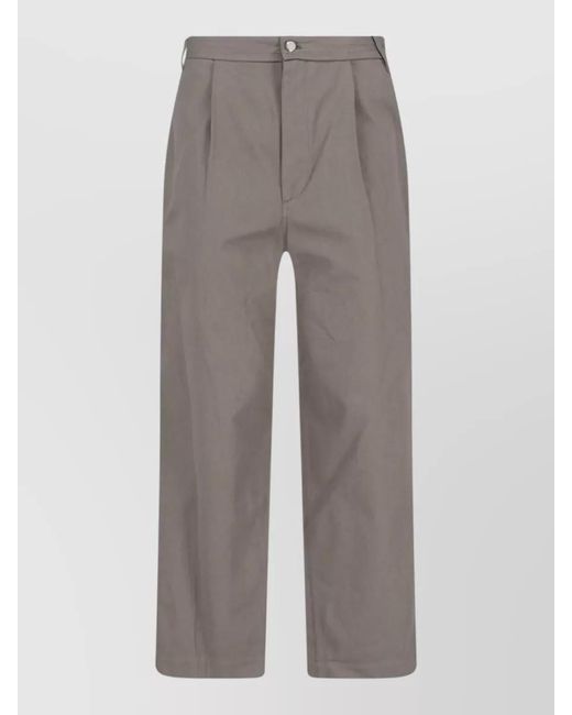 Low Classic Gray Straight Leg Trousers Belt Loops Pleats
