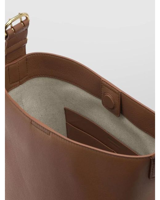 Jil Sander White Cannolo Leather Shoulder Bag