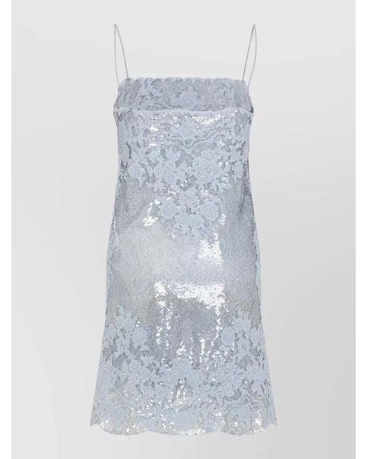 Ermanno Scervino Blue Sequin Lace Mini Dress