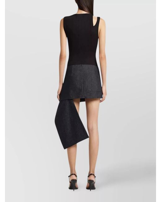 Courreges Black Ribbed Asymmetric Sleeveless Tank Top