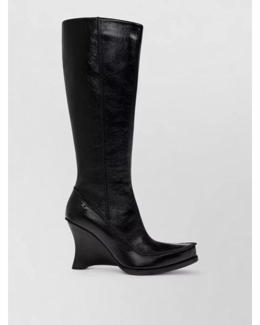 DIESEL Black Leather Ankle Boots