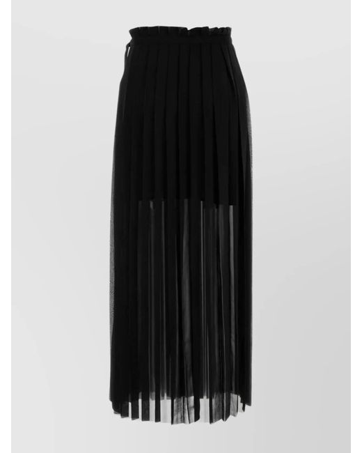 AMI Black High-Rise Pleated Maxi Skirt