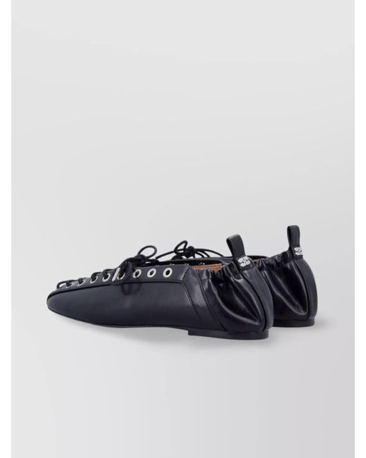 Ganni Blue Lace-Up Ballerina Flats