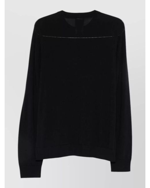 Giorgio Armani Black Long Sleeve Silk Nylon Crew Neck Top for men