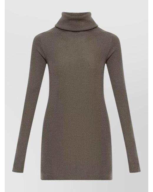 Rick Owens Brown Knit Top Fitted Silhouette Long Sleeves Turtleneck