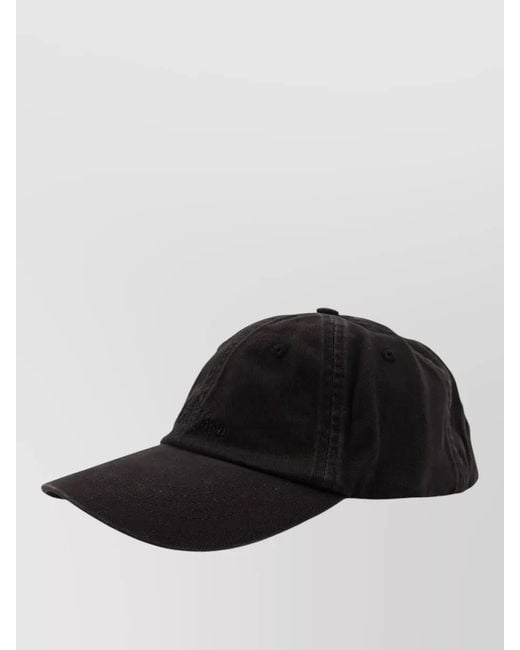 Stone Island Black Cotton Hat Curved Brim Visor Design for men