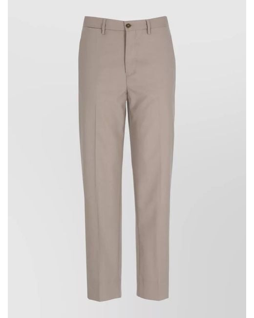 Briglia 1949 Gray Wool Blend Straight Pants Belt Loops