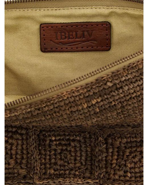 IBELIV Brown Tanala Clutch Bag Woven Square Pattern Wrist