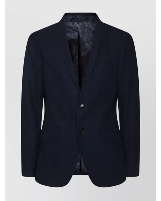 Etro Blue Cotton Single-Breasted Blazer for men