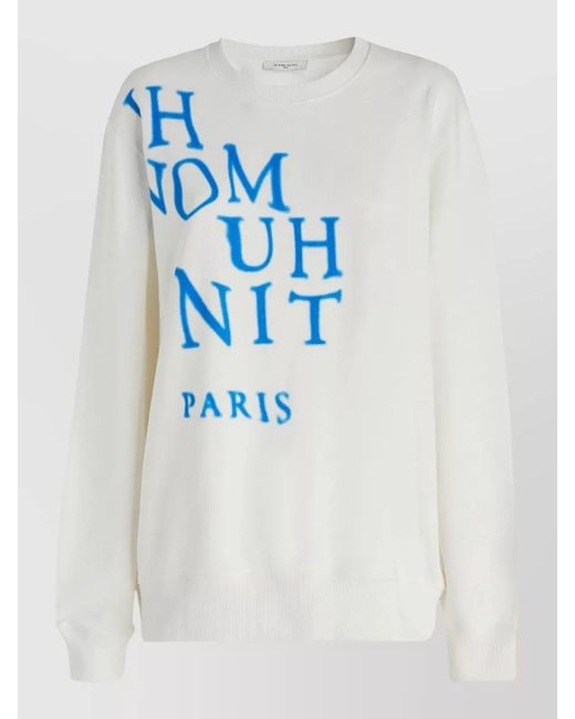 Ih Nom Uh Nit Blue Crew Neck Graphic Print Knitwear Sweatshirt