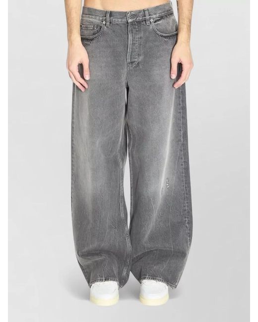 Golden Goose Deluxe Brand Gray Cotton Wide-Leg Trousers for men