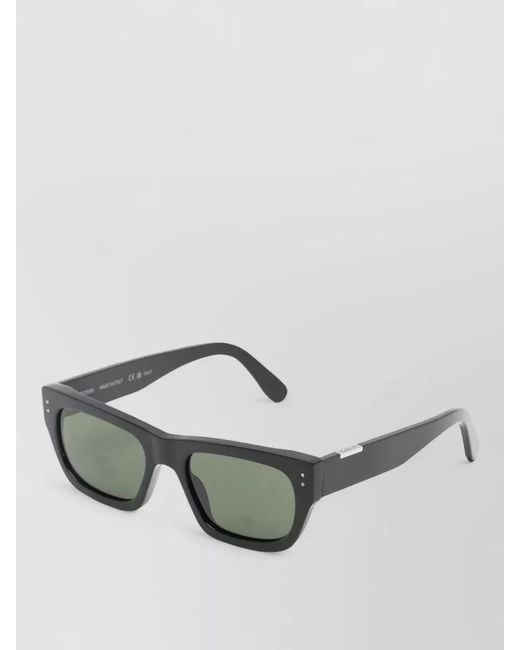 Totême Green Voyager Rectangular Sunglasses Tinted Lenses Rivets