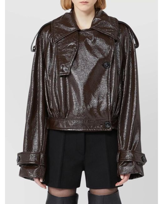 Sportmax Black Patent Coated Cropped Jacket