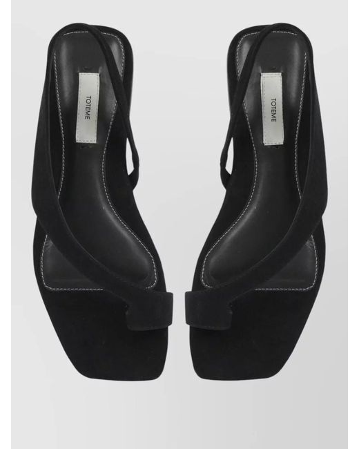 Totême  Black Suede Flat Sandal Open Toe Slingback