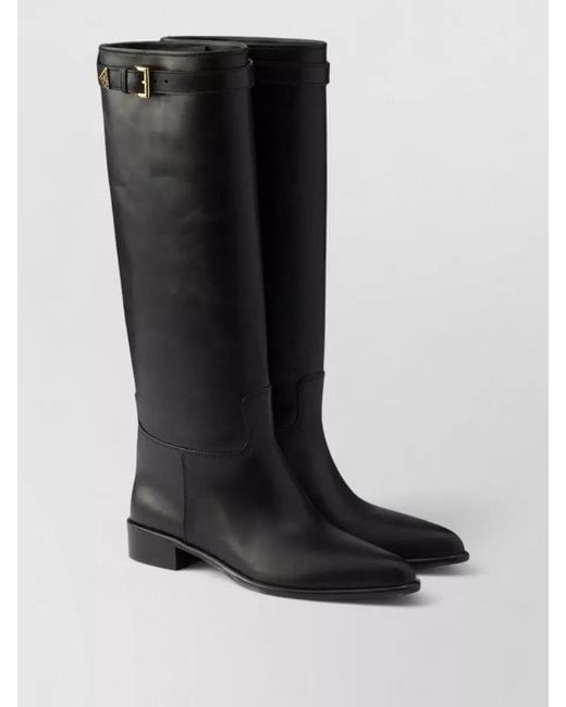 Prada Black Leather Knee-High Boots