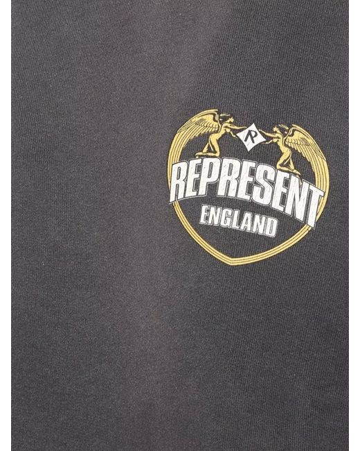Represent Gray Cotton Boxy Fit Printed Distressed Sweatshirt for men