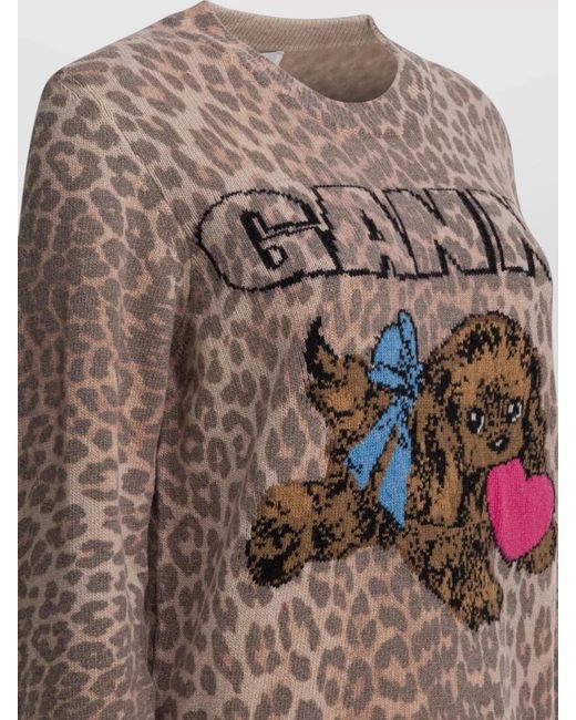 Ganni Multicolor Wool Graphic Crewneck Jumper