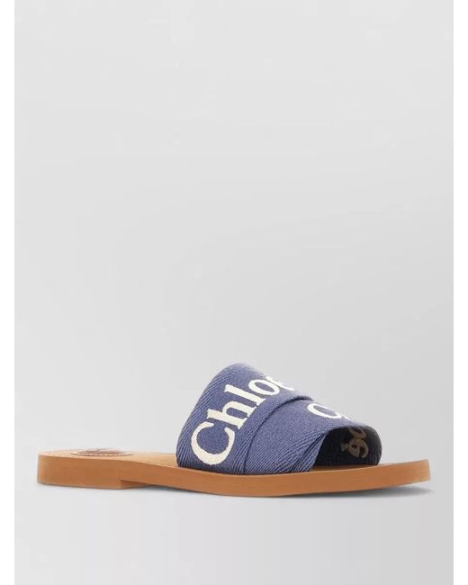 Chloé Blue Flat Sole Open Toe Summer Slippers