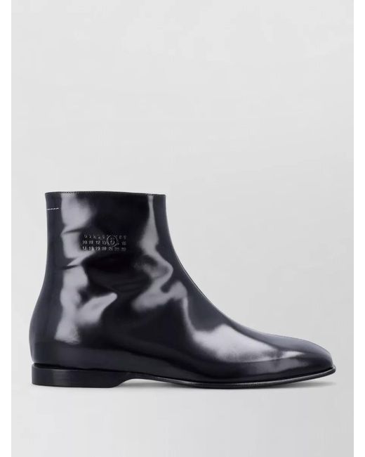 MM6 by Maison Margiela Blue Ankle Boot Square Toe Signature Stitch for men