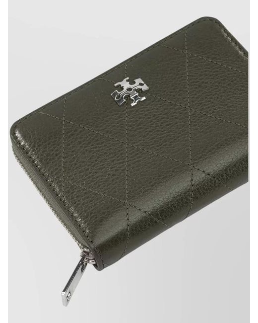 Tory Burch Green Quilted Keyring And Card Holder Accessory