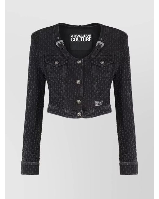 Versace Jeans Couture Black Denim Cropped Jacket