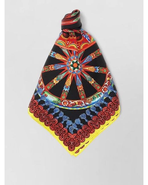 Dolce & Gabbana White Carretto Scarf Square Design Pattern