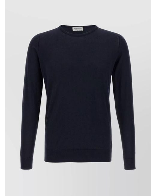 John Smedley Blue Cotton Crew-Neck Long-Sleeve Jumper for men