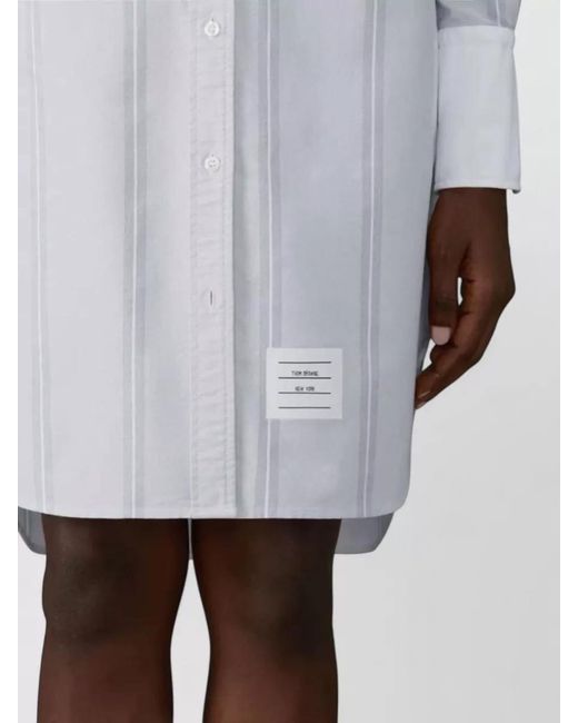 Thom Browne White Stripe Shirt Dress Knee Length Collar