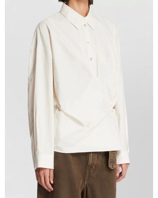 Lemaire Multicolor Asymmetric Long Sleeve Cotton Silk Shirt