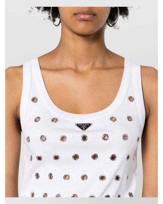 Prada White Cotton Sleeveless Tank Top