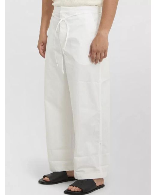 Jacquemus White Poplin Wide Leg Mid Waist Shorts for men