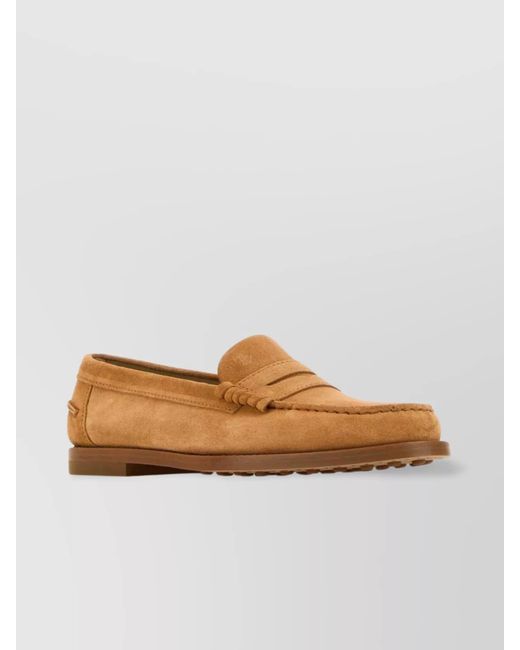 Tod's Brown Suede Penny Strap Loafers