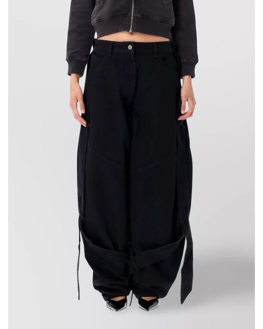 The Attico Black Denim Wide-Leg Trousers