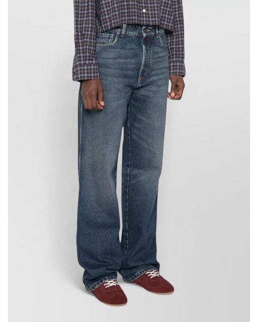 Miu Miu Blue High Waist Wide Leg Five Pocket Jeans