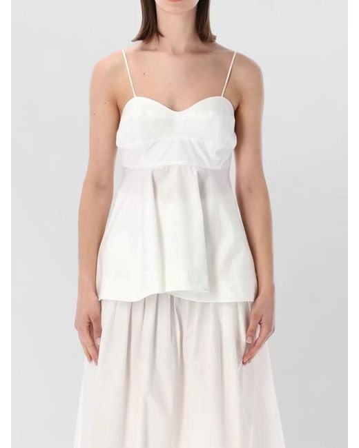 Rohe White Sweetheart Bustier Dress Layered Flared Hem