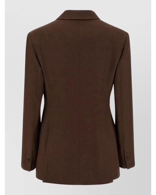 P.A.R.O.S.H. Brown Raisa Tailored Blazer Back Vent Design