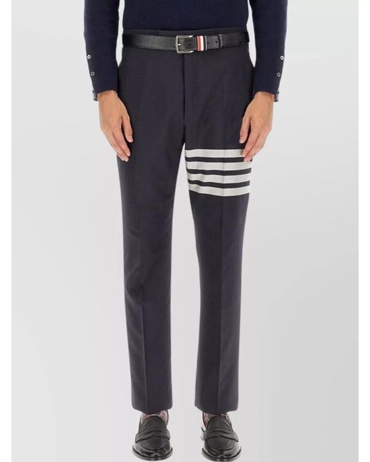 Thom Browne Blue Wool Regular-Fit Straight-Leg Trousers for men
